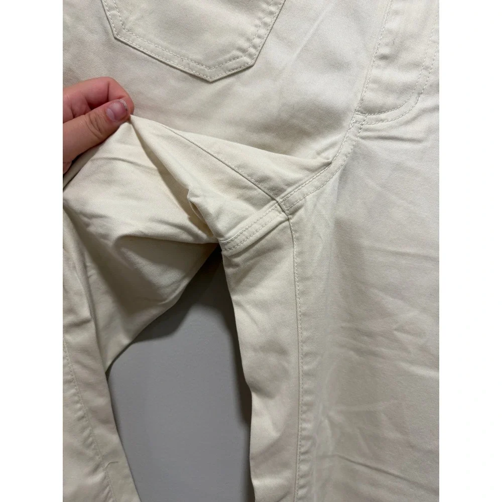 L.L. Bean Comfort Stretch Pant Wide Leg Mid Rise Cream Preppy Women Sz 14 Petite